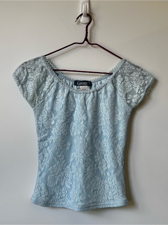 Garage Tops - garage 90s/y2k light blue lace top